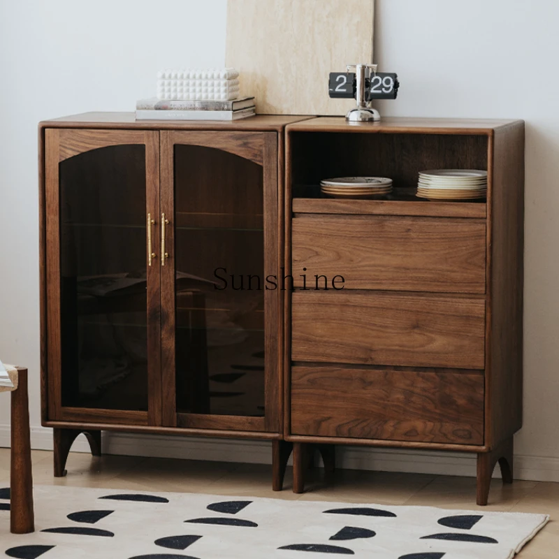 Retro black walnut solid wood living room wine cabinet storage bedroom home dust glass dining edge
Retro black walnut solid wood living room wine cabinet storage bedroom home dust glass dining edge