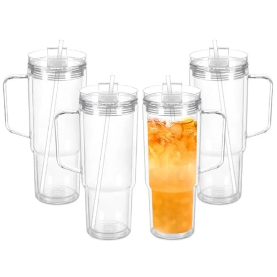 Pack 0 Oz Acrylic Tumbler with Handle, Double Wall Reusable Plastic Coffee Cups with Lids and Straws, BPA Free Clear Travel Mug
Pack 0 Oz Acrylic Tumbler with Handle, Double Wall Reusable Plastic Coffee Cups with Lids and Straws, BPA Free Clear Travel Mug