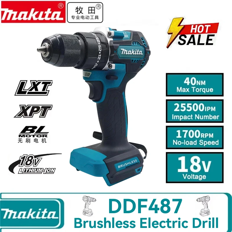 Makita DDF487 18V LXT Brushless Cordless Drill Driver 2-Speed 10mm High Torque Power Tools for Household
Makita DDF487 18V LXT Brushless Cordless Drill Driver 2-Speed 10mm High Torque Power Tools for Household