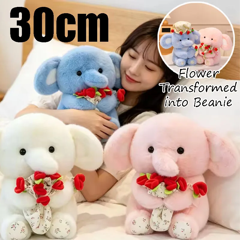 Creative Plush Elephant Holding Rose, Transformable Flower Bouquet Beanie, Girlfriend Valentine Gift Kids Stuffed Animal
Creative Plush Elephant Holding Rose, Transformable Flower Bouquet Beanie, Girlfriend Valentine Gift Kids Stuffed Animal