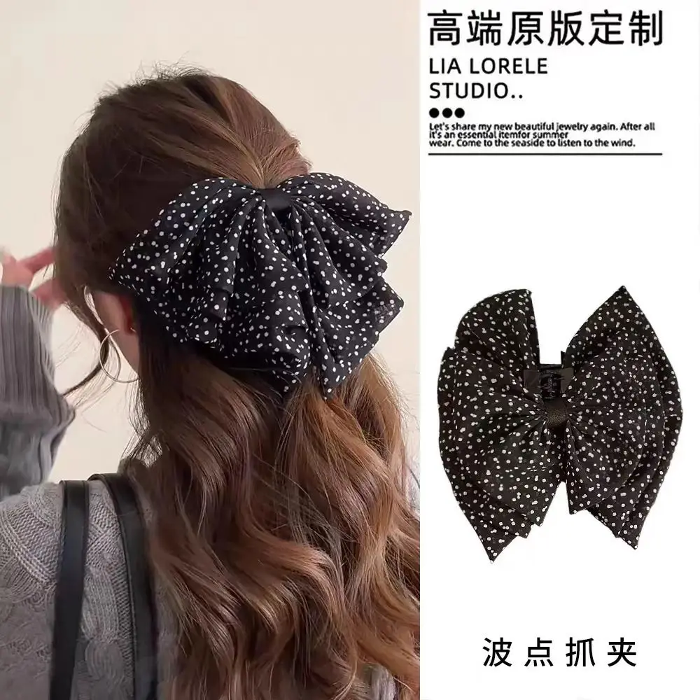 French Retro Polka Dot Bow Hair Clip, Black Chiffon Design, Elegant Hair Accessory
French Retro Polka Dot Bow Hair Clip, Black Chiffon Design, Elegant Hair Accessory
