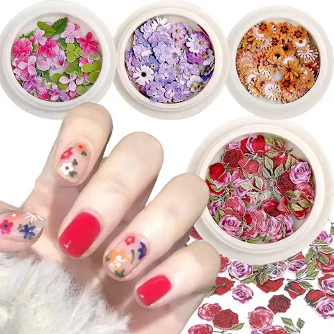 1/3/4/6/9Pcs Mixed-color Dried Flowers Resin Craft Dry Flowers Nail Art Decoration  Natural Ultra-thin Mini Nail Flowers
