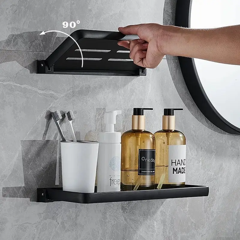 Space aluminum bathroom movable folding shelf black bathroom toilet single-layer bathroom storage rack wall hanging
Space aluminum bathroom movable folding shelf black bathroom toilet single-layer bathroom storage rack wall hanging