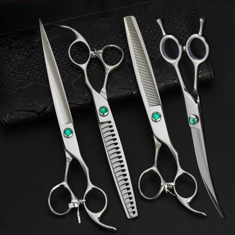 Professional Stainless Steel Dog Grooming Scissors Japanese 440C Curved Thinning Chunker Set Mirror Polished Finish CNC Screw
Professional Stainless Steel Dog Grooming Scissors Japanese 440C Curved Thinning Chunker Set Mirror Polished Finish CNC Screw