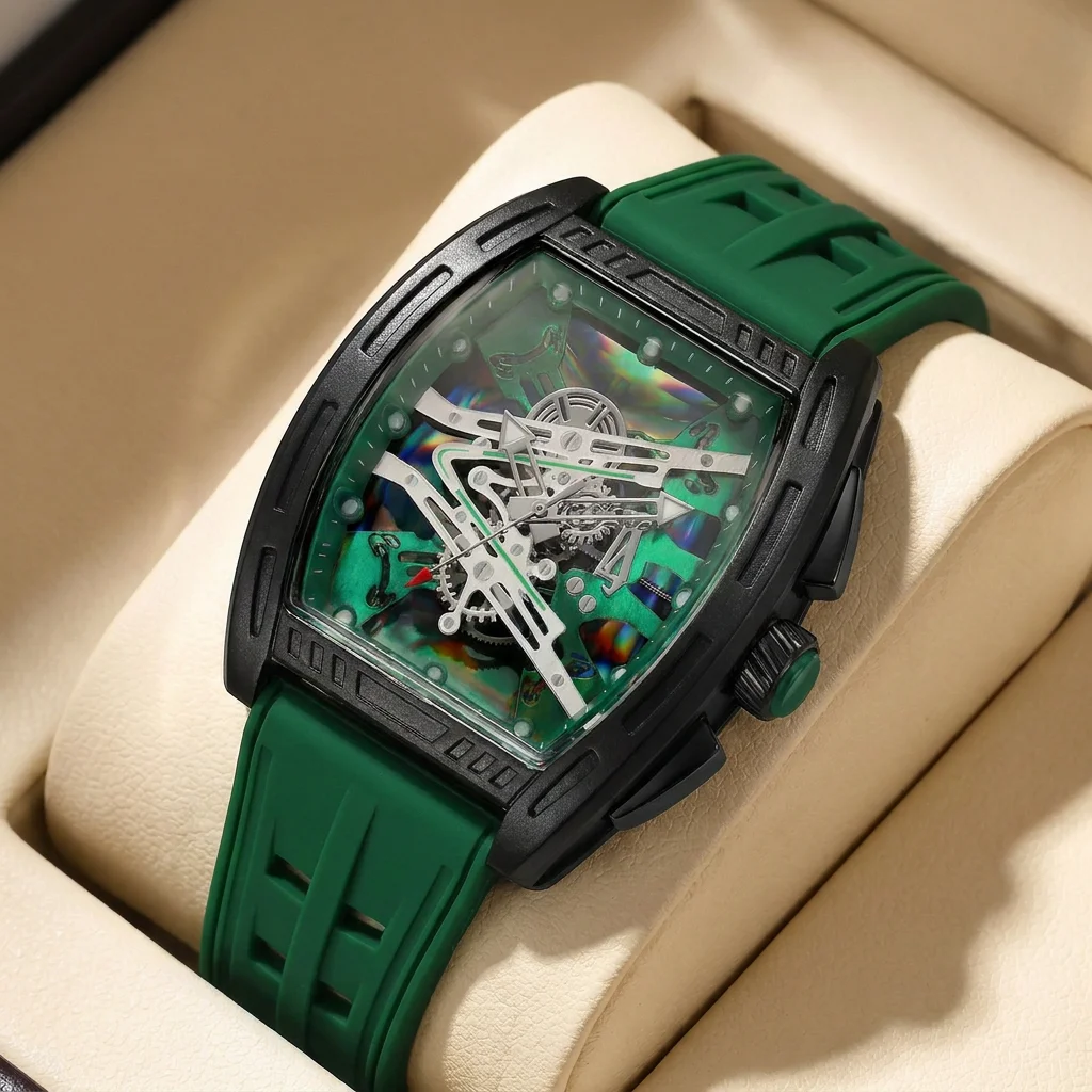 1pcs Men's green dial silicone strap vintage fashion tonneau sporty details Quartz Watch for business party holiday
1pcs Men's green dial silicone strap vintage fashion tonneau sporty details Quartz Watch for business party holiday