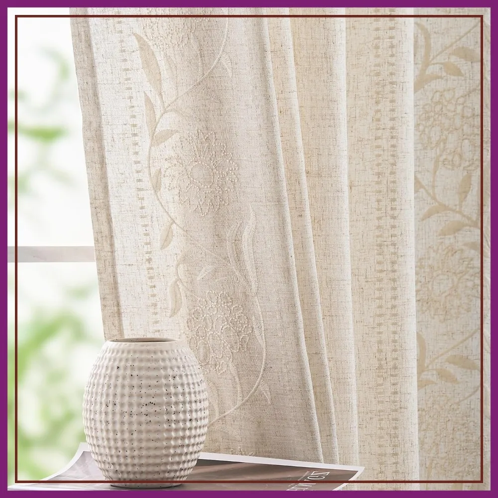 Linen Curtains for Bedroom 90 Inches Long Embroidered Floral Light Filtering Window Panels Beige Ivory Farmhouse Decor 2 Panels
Linen Curtains for Bedroom 90 Inches Long Embroidered Floral Light Filtering Window Panels Beige Ivory Farmhouse Decor 2 Panels