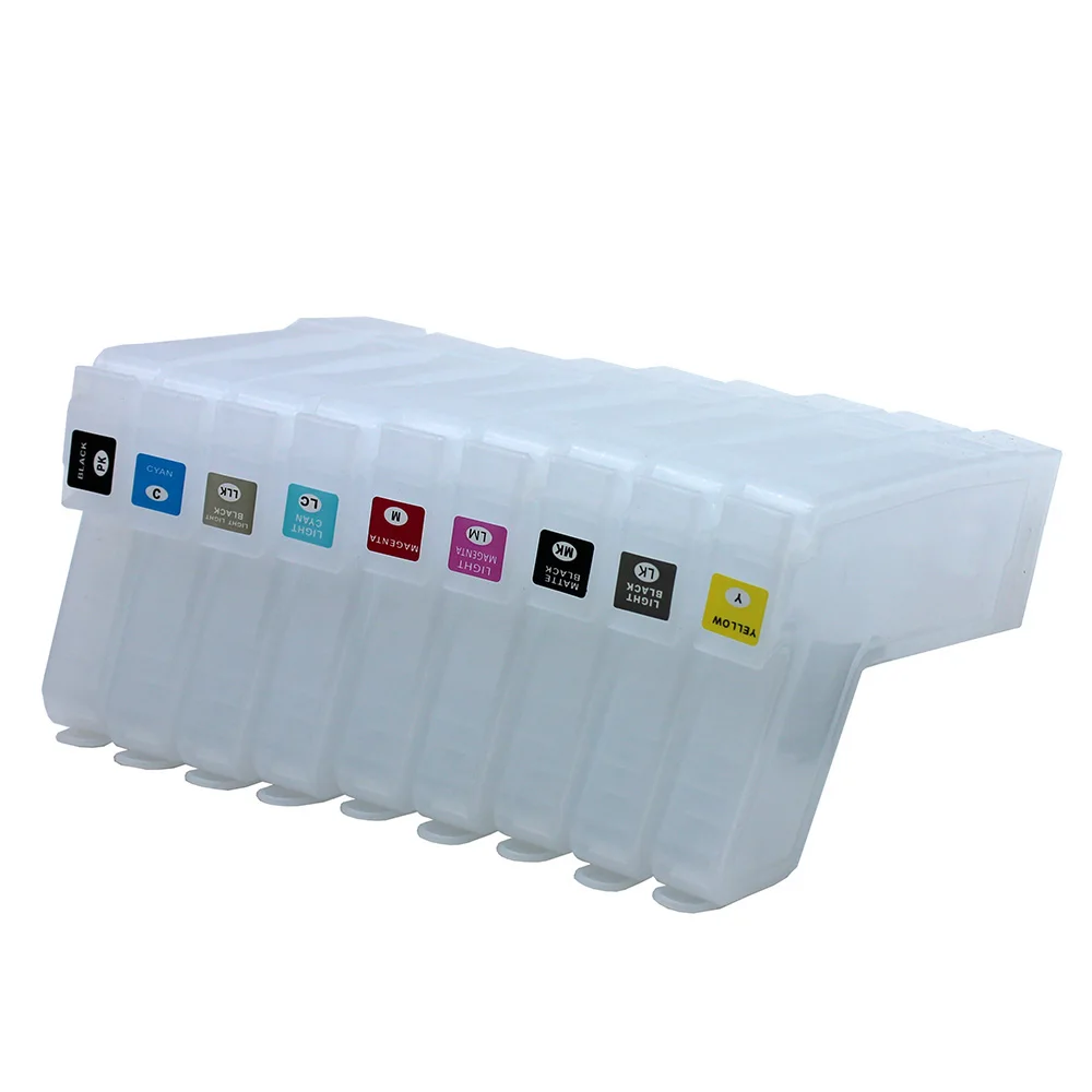 9Pcs 280ML/PC T8501-T8509 Refillable Ink Cartridge for Epson SureColor P800 Printer
9Pcs 280ML/PC T8501-T8509 Refillable Ink Cartridge for Epson SureColor P800 Printer