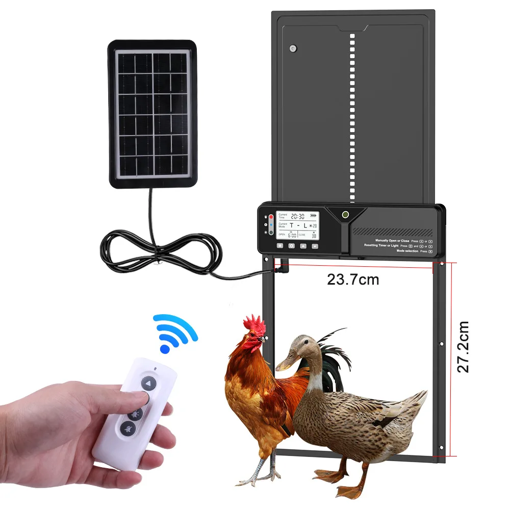 Auto Solar Chicken Coop Door Light Sensing Timing Remote Control Waterproof Poultry House Door
Auto Solar Chicken Coop Door Light Sensing Timing Remote Control Waterproof Poultry House Door