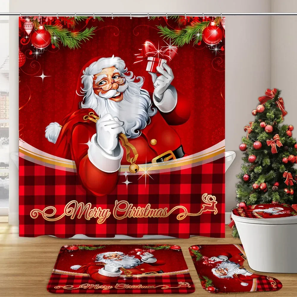 4Pcs Cartoon Christmas Shower Curtain Santa Claus Elk Snowman Snowflake Winter Farm Bath Mat Toilet Cover Set For Bathroom Decor
4Pcs Cartoon Christmas Shower Curtain Santa Claus Elk Snowman Snowflake Winter Farm Bath Mat Toilet Cover Set For Bathroom Decor