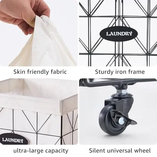 210L Collapsible Metal Laundry Hamper With Skin-Friendly Removable Liner, Silent Swivel Wheels, Geometric Iron Frame
210L Collapsible Metal Laundry Hamper With Skin-Friendly Removable Liner, Silent Swivel Wheels, Geometric Iron Frame