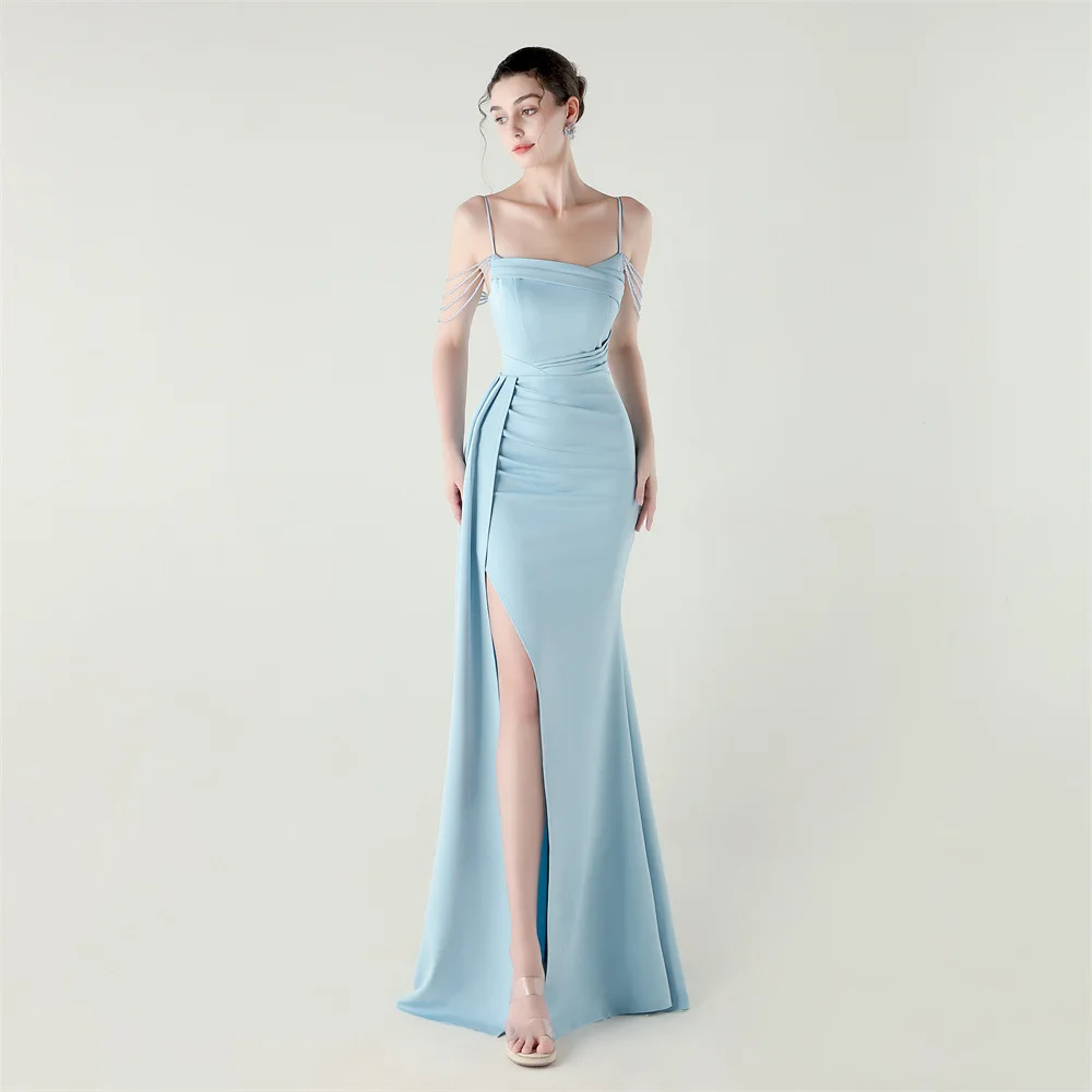 Elegant Sky Blue Evening Birtnday Dress 2026 Straps Beading Silt Mermaid Satin Prom Formal Party Gowns Gala Robe De Soriee
Elegant Sky Blue Evening Birtnday Dress 2026 Straps Beading Silt Mermaid Satin Prom Formal Party Gowns Gala Robe De Soriee