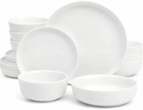 Home Oslo 16-Piece Dinnerware Set, Service for 4, White Ceramic Plates & Bowls, Microwave & Dishwasher Safe
Home Oslo 16-Piece Dinnerware Set, Service for 4, White Ceramic Plates & Bowls, Microwave & Dishwasher Safe