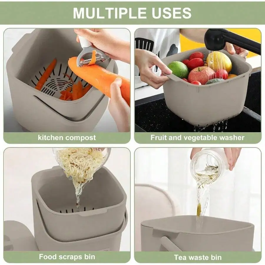 10L Multi-Use Kitchen Compost Bin Food Scraps Tea Waste Collector With Strainer
10L Multi-Use Kitchen Compost Bin Food Scraps Tea Waste Collector With Strainer