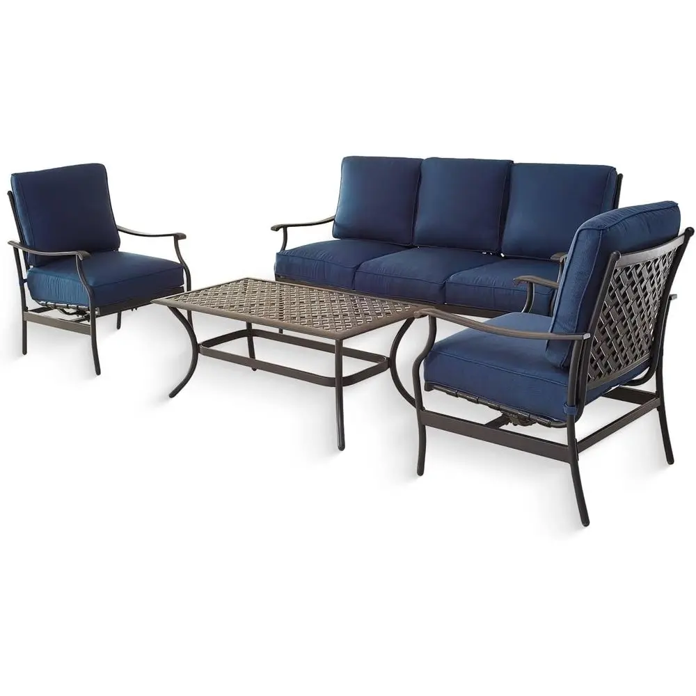 All-Weather Steel Patio Furniture Set with Cushions (4 Pieces, Blue)
All-Weather Steel Patio Furniture Set with Cushions (4 Pieces, Blue)