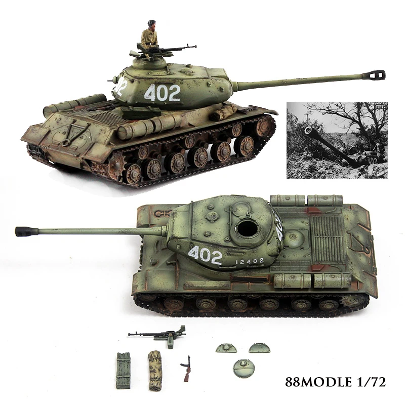88MODLE Масштаб 1:72 Смола 402 Китайская модель тяжелого танка JS2 Военная боевая дорожка Тип Классический сувенир Подарочная игрушка Статический дисплей
88MODLE Масштаб 1:72 Смола 402 Китайская модель тяжелого танка JS2 Военная боевая дорожка Тип Классический сувенир Подарочная игрушка Статический дисплей