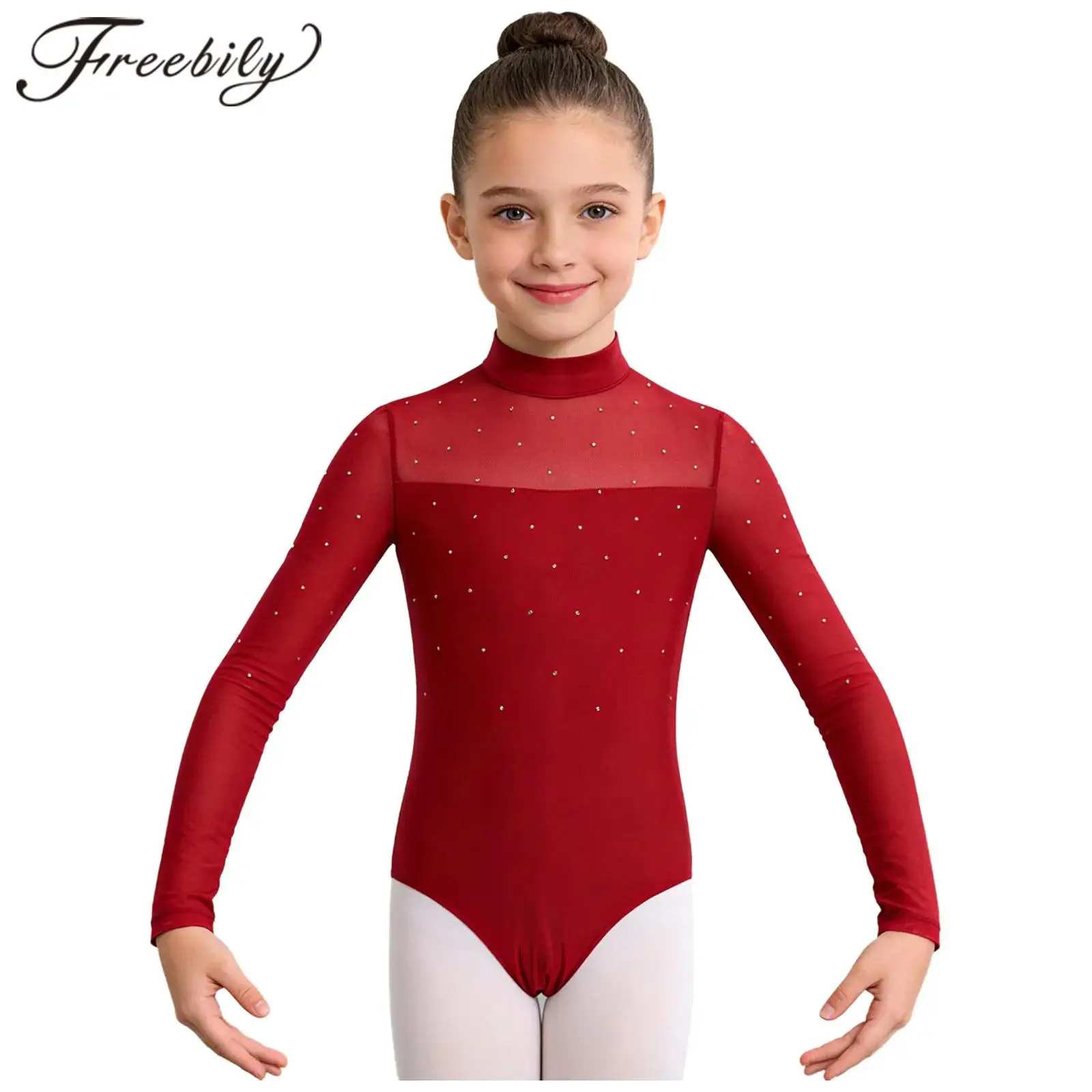 Kids Girls Rhinestone Rhythmic Gymnastics Leotard Acrobatics Costume Mesh Patchwork Long Sleeve Ballet Dance Bodysuit Dancewear
Kids Girls Rhinestone Rhythmic Gymnastics Leotard Acrobatics Costume Mesh Patchwork Long Sleeve Ballet Dance Bodysuit Dancewear