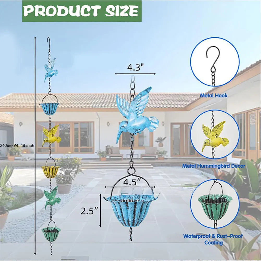 Garden Decoration Rain Chain Functional And Artistic Rain Chain Vintage Bronze Hummingbirds Wide Flared Mouths
Garden Decoration Rain Chain Functional And Artistic Rain Chain Vintage Bronze Hummingbirds Wide Flared Mouths