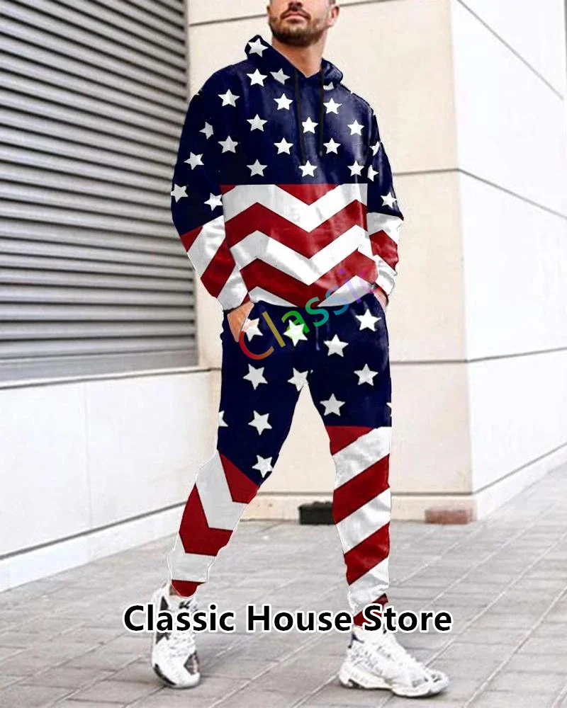 American Flag 3D Printed Hoodie Pants Suit Male Autumn Casual Sweashirt Pullover Men Tracksuit Set Fashion Men's Clothing Suit
American Flag 3D Printed Hoodie Pants Suit Male Autumn Casual Sweashirt Pullover Men Tracksuit Set Fashion Men's Clothing Suit