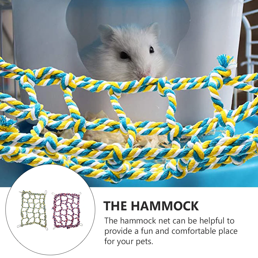 2pcs Rope Perches Woven Hammock for Parrots Squirrels Hanging Woven Climbing Net Hamsters Pet Bird Squirrel Hammock Net Toy
2pcs Rope Perches Woven Hammock for Parrots Squirrels Hanging Woven Climbing Net Hamsters Pet Bird Squirrel Hammock Net Toy