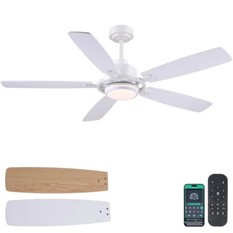 54" Ceiling Fans with Lights and Remote, Modern Bedroom Ceiling Fans with 3 Colors 6 Speeds, Reversible DC Motor
54" Ceiling Fans with Lights and Remote, Modern Bedroom Ceiling Fans with 3 Colors 6 Speeds, Reversible DC Motor