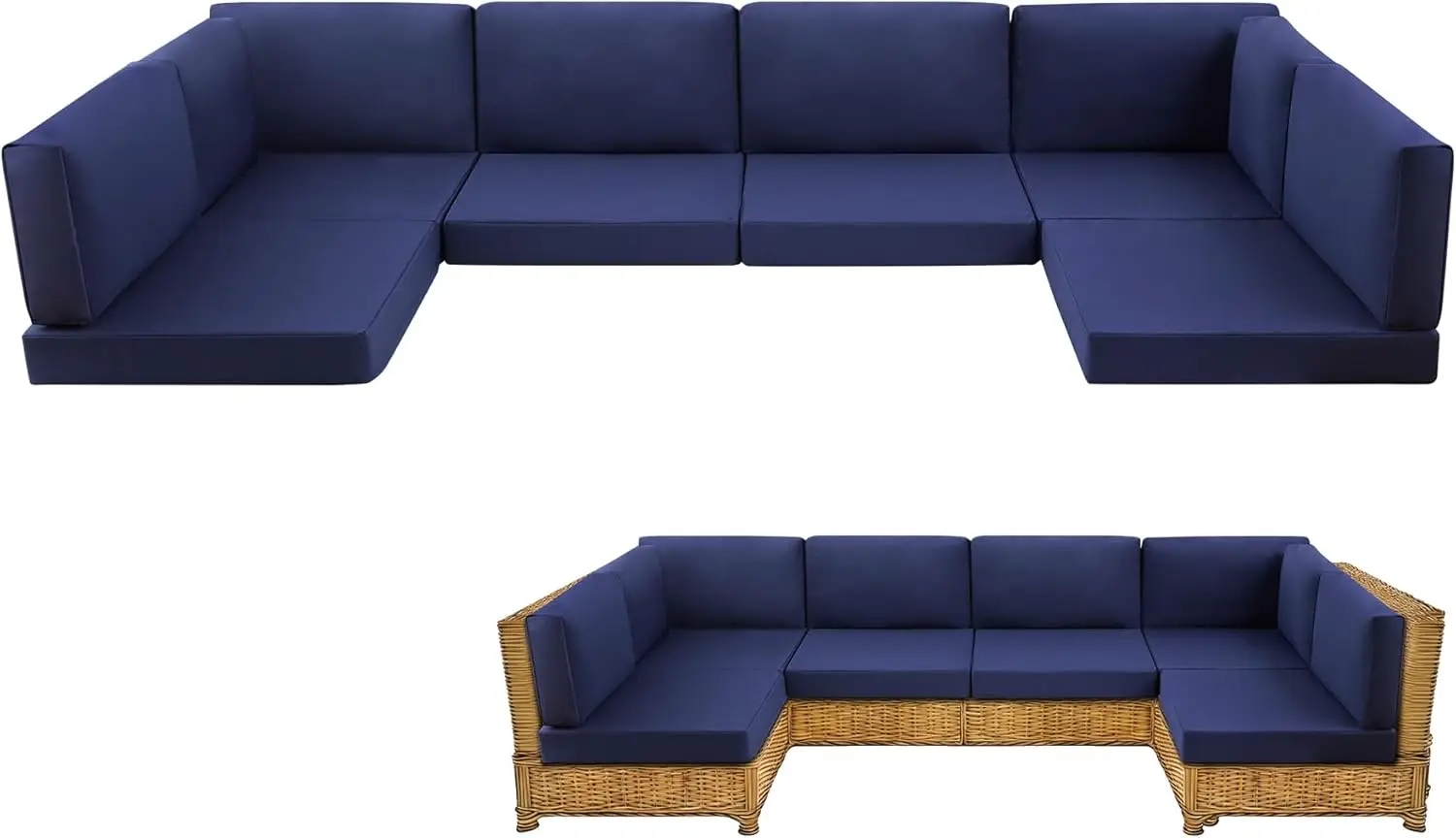 Navy Blue Outdoor Patio Cushions Set, 14-Piece Waterproof & Fade Resistant Replacement for 6-Seat Sectional Sofa
Navy Blue Outdoor Patio Cushions Set, 14-Piece Waterproof & Fade Resistant Replacement for 6-Seat Sectional Sofa