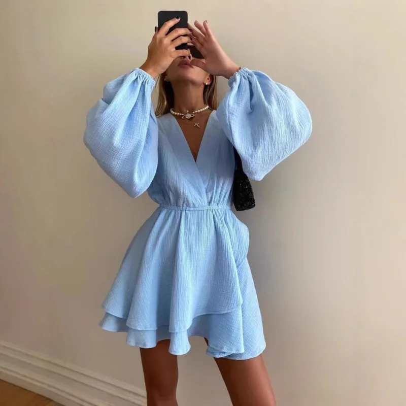 Women's Fairy Summer Dress Waist V-neck Short Dress Pure Color Casual Simple Senior Design Fashion Versatile Soft Personalized
Women's Fairy Summer Dress Waist V-neck Short Dress Pure Color Casual Simple Senior Design Fashion Versatile Soft Personalized