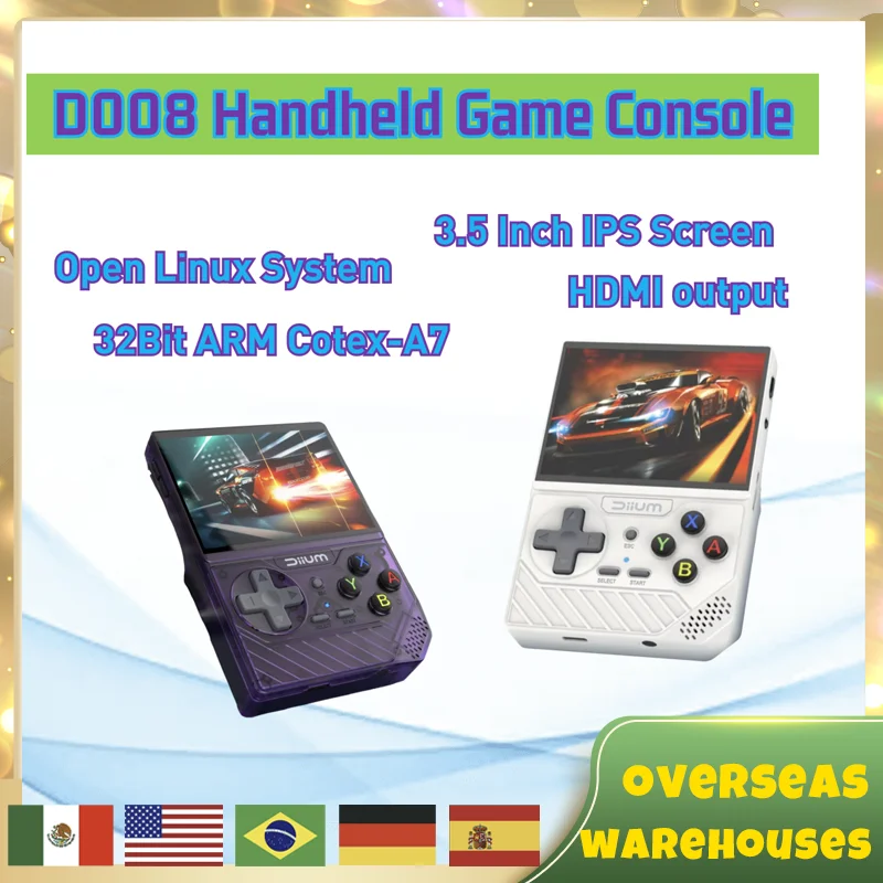 D008 Handheld Game Retro Video Game Console Open Linux System 3.5 Inch Ips Screen 32bit Arm Cotex-a7 2500mah Children Gifts
D008 Handheld Game Retro Video Game Console Open Linux System 3.5 Inch Ips Screen 32bit Arm Cotex-a7 2500mah Children Gifts