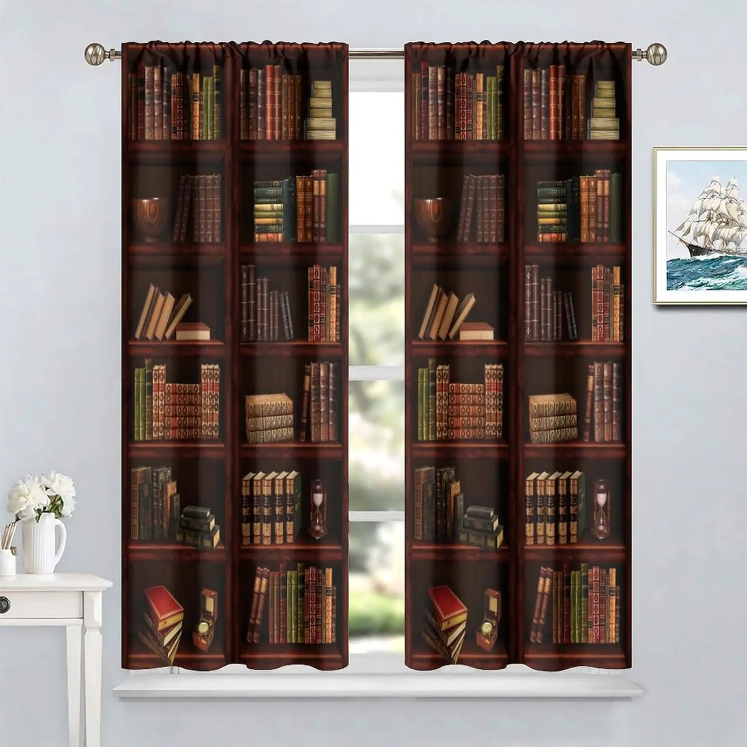 Bookshelf Curtains, Retro Wood Antique Bookshelf Book Lover Library Learning Education Bookcase Print Pocket Window Treatments
Bookshelf Curtains, Retro Wood Antique Bookshelf Book Lover Library Learning Education Bookcase Print Pocket Window Treatments