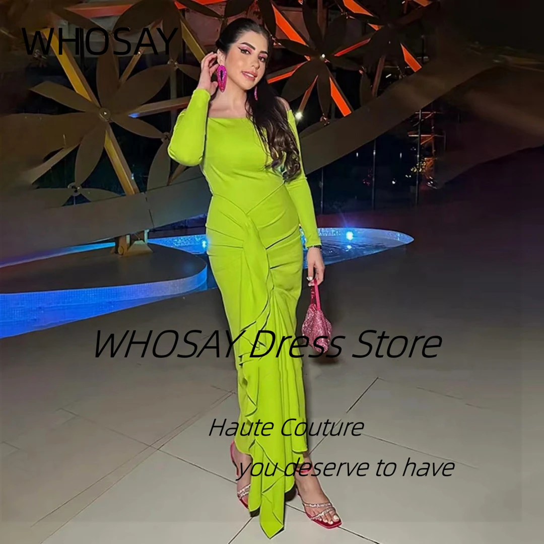 WHOSAY Saudi Arabia Mermaid Dresses for Prom Boat Neck Long Sleeves Evening Gowns Ruched Vestidos Des Birthday Party Dress
WHOSAY Saudi Arabia Mermaid Dresses for Prom Boat Neck Long Sleeves Evening Gowns Ruched Vestidos Des Birthday Party Dress