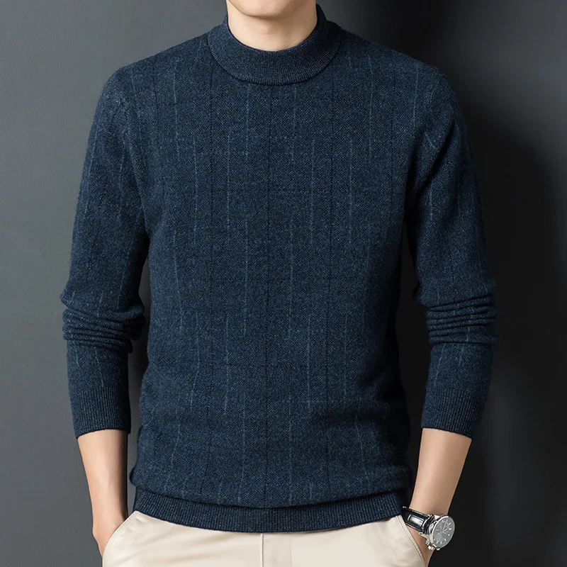 and Autumn winter new men's 100% pure wool sweater half high neck casual warm knitted cashmere bottomed sweater
and Autumn winter new men's 100% pure wool sweater half high neck casual warm knitted cashmere bottomed sweater