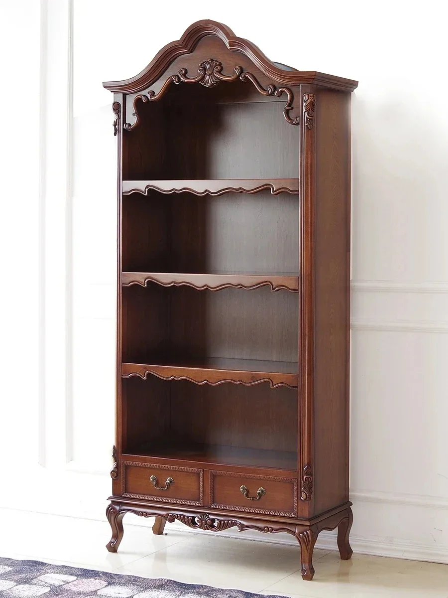 American retro solid wood carving flower living room bookshelf old display shelf shelf
American retro solid wood carving flower living room bookshelf old display shelf shelf