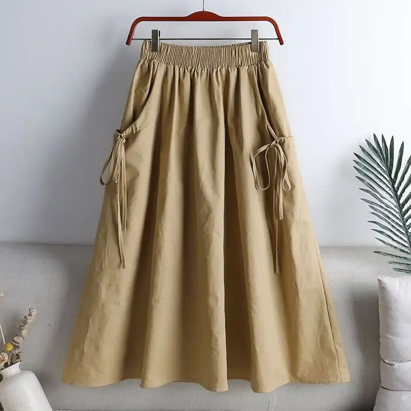 Fashionable Solid Color Lace Up Spliced Loose Skirt Female Korean All-match Elastic High Waist Midi Skirts Women Clothing P134
Fashionable Solid Color Lace Up Spliced Loose Skirt Female Korean All-match Elastic High Waist Midi Skirts Women Clothing P134