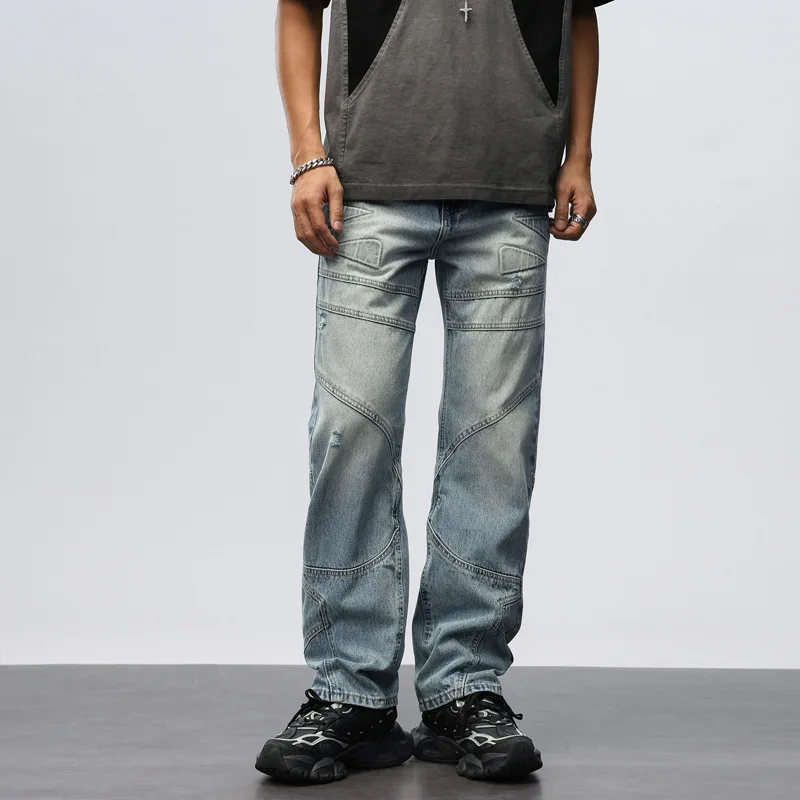 646 Spring cotton, high-end hip-hop, retro stitching, high street, loose and versatile, casual straight-leg jeans men
646 Spring cotton, high-end hip-hop, retro stitching, high street, loose and versatile, casual straight-leg jeans men