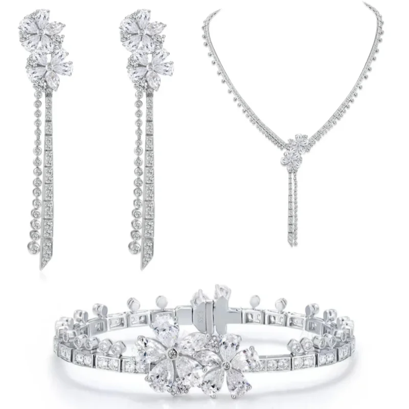 BELLUX Fashion White Cherry Blossom Long Necklace Earrings Bracelet Tassel Flower Jewelry Set S925 Silver Synthetic Zircon
BELLUX Fashion White Cherry Blossom Long Necklace Earrings Bracelet Tassel Flower Jewelry Set S925 Silver Synthetic Zircon