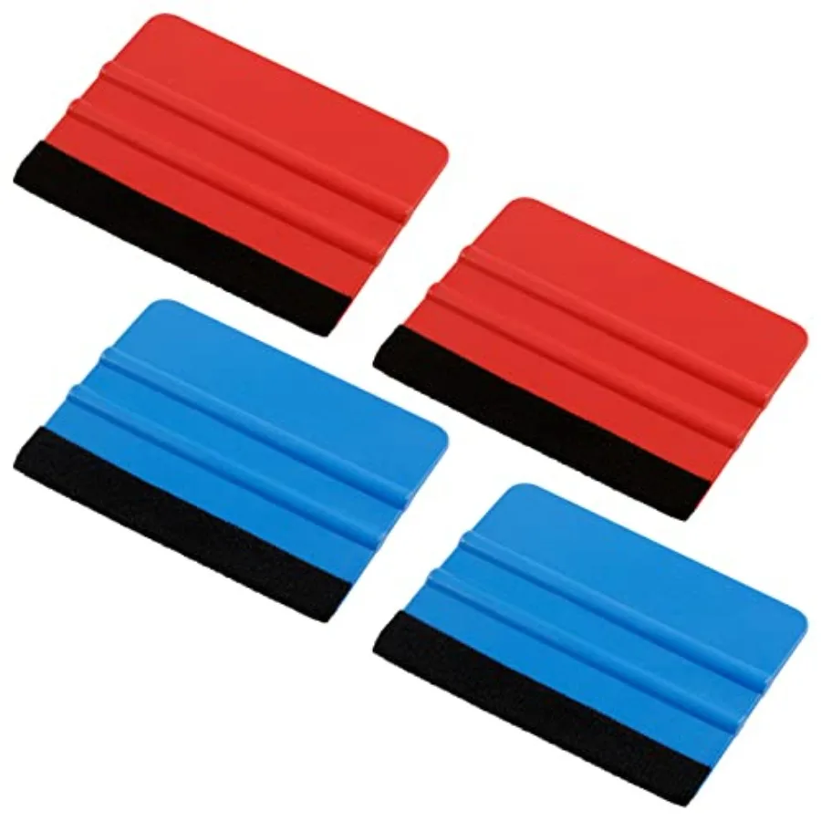 4Pcs Plastic Felt Edge Squeegee Tool Vinyl Squeegee 4 Inch for Window Tint, Wallpaper, Decal Sticker, 2 Blue and 2 Red
4Pcs Plastic Felt Edge Squeegee Tool Vinyl Squeegee 4 Inch for Window Tint, Wallpaper, Decal Sticker, 2 Blue and 2 Red