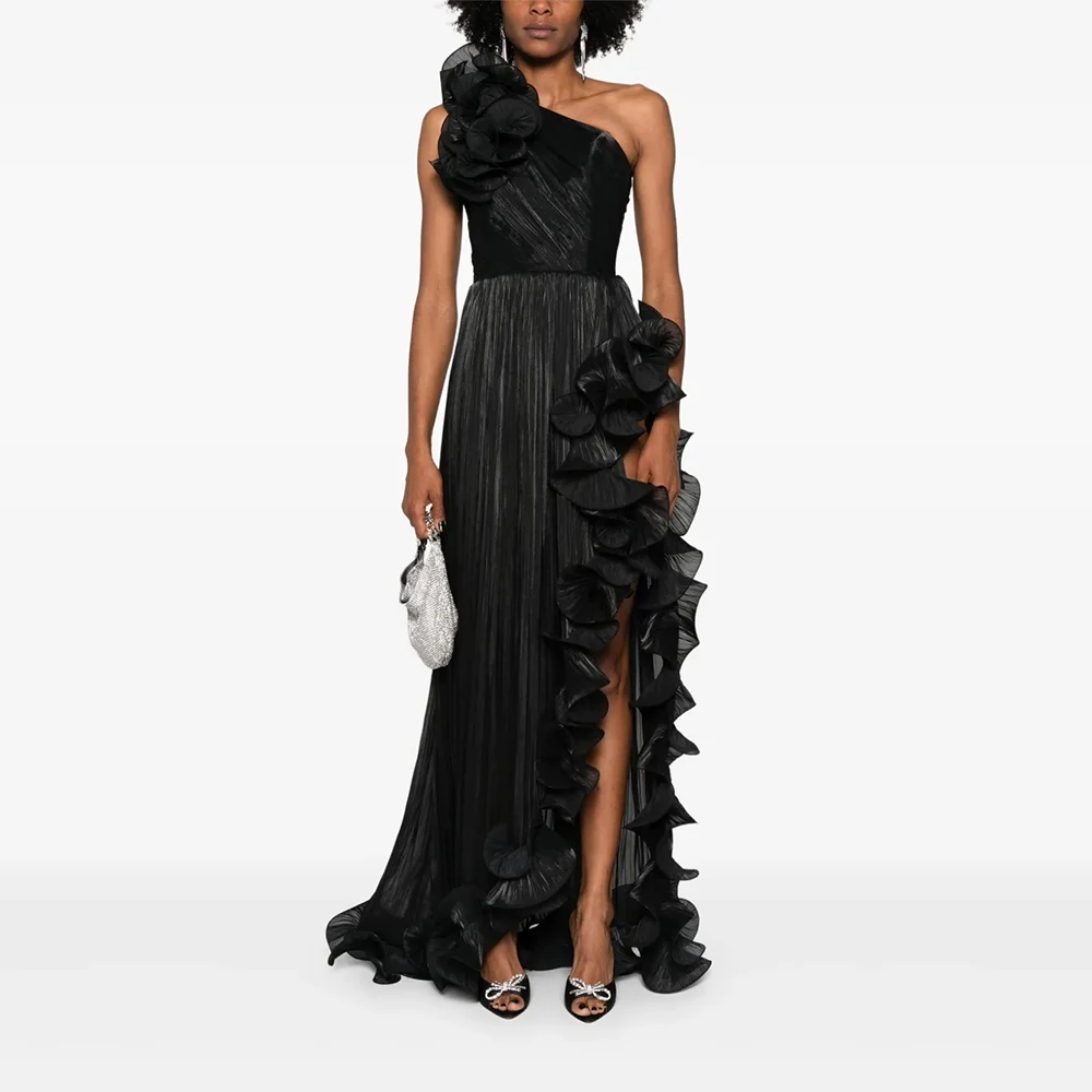Modern Black Evening Gown For Women A Line Formal Party Dress One Shoulder Floor Length Prom Dress Ruffles Saudi Dress
Modern Black Evening Gown For Women A Line Formal Party Dress One Shoulder Floor Length Prom Dress Ruffles Saudi Dress