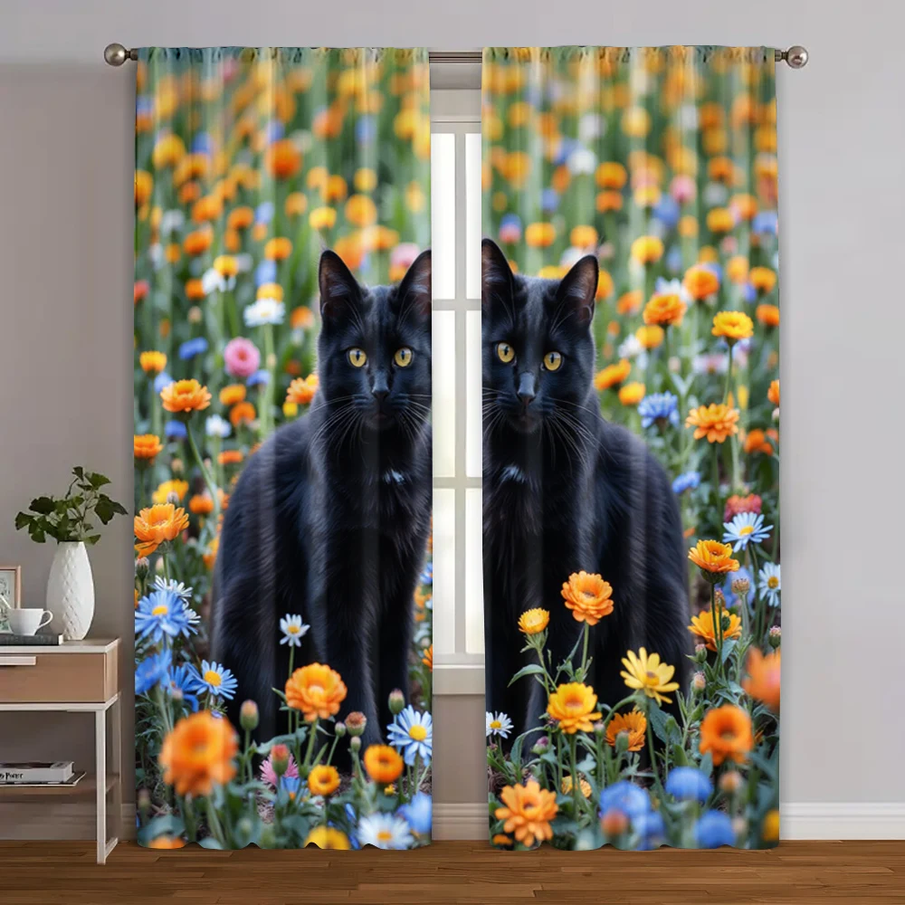 2pcs, Fashionable Curtains Vintage Black Cat & Jungle Flowers Polyester Easy Install (without rod) Versatile All Use for
2pcs, Fashionable Curtains Vintage Black Cat & Jungle Flowers Polyester Easy Install (without rod) Versatile All Use for