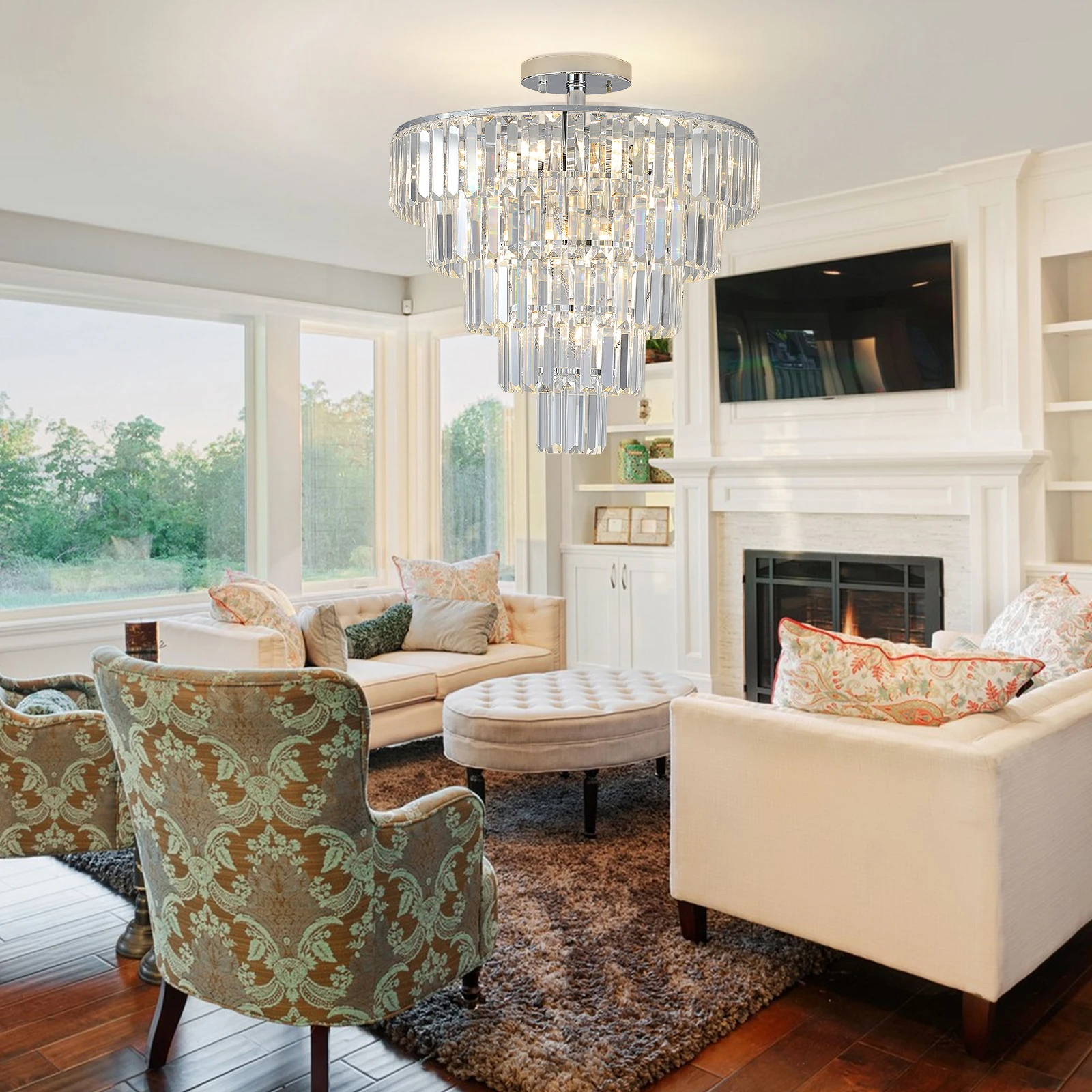 19.7Inch Large Crystal Flushmount Chandelier Fixture,5-Tier Round Semi Flush Mount Chandelier Light Fixture
19.7Inch Large Crystal Flushmount Chandelier Fixture,5-Tier Round Semi Flush Mount Chandelier Light Fixture