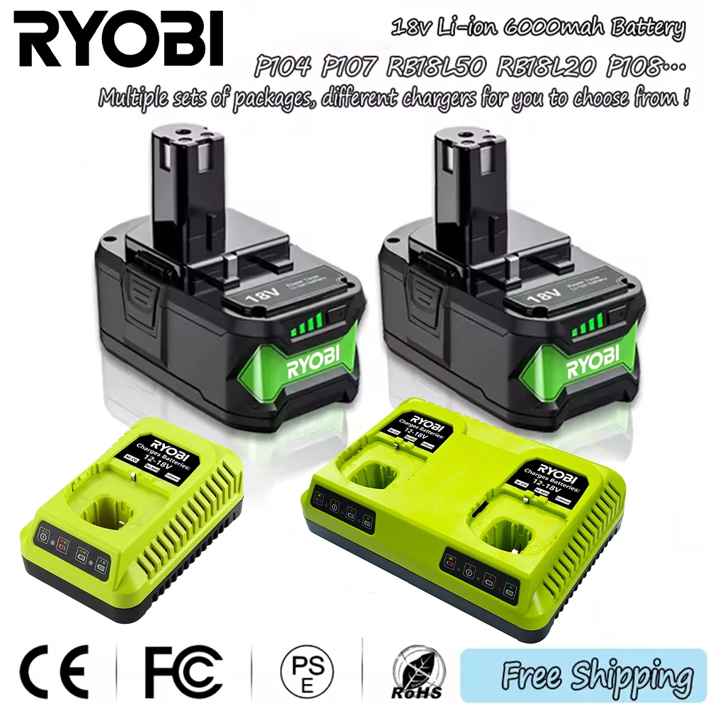 6Ah Original RYOBI P108 suitable for all 18V One+ Plus Battery 18 Volt Lithium-Ion Power Tools P104 P107 RB18L50 RB18L20 P108
6Ah Original RYOBI P108 suitable for all 18V One+ Plus Battery 18 Volt Lithium-Ion Power Tools P104 P107 RB18L50 RB18L20 P108
