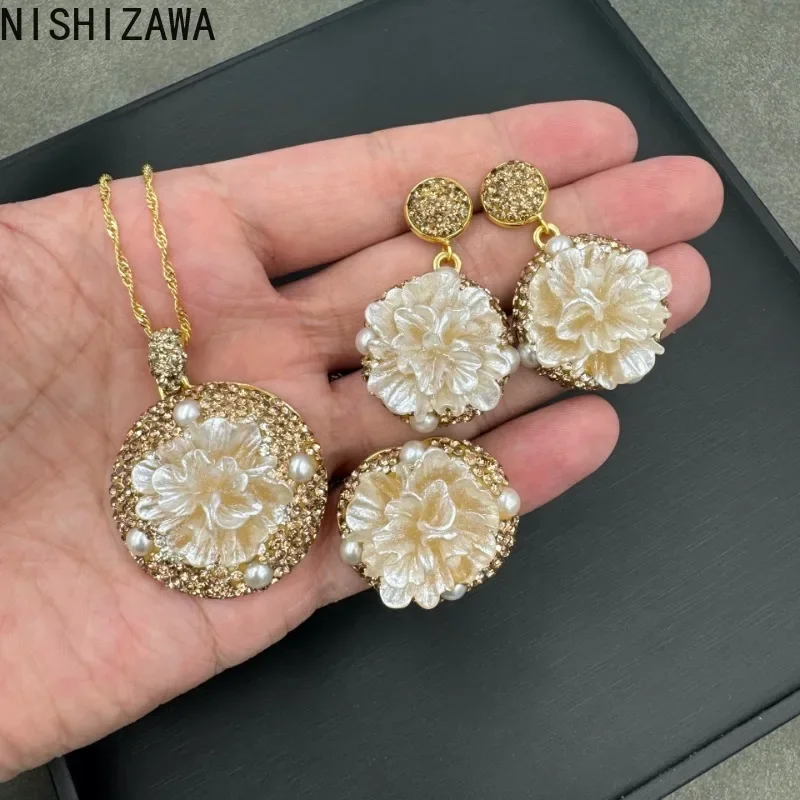 NISHIZAWA Flowers Earrings for Women Diamonds Palace Style Turkish Vintage Jewelry Elegant Fashion Aretes De Mujer
NISHIZAWA Flowers Earrings for Women Diamonds Palace Style Turkish Vintage Jewelry Elegant Fashion Aretes De Mujer