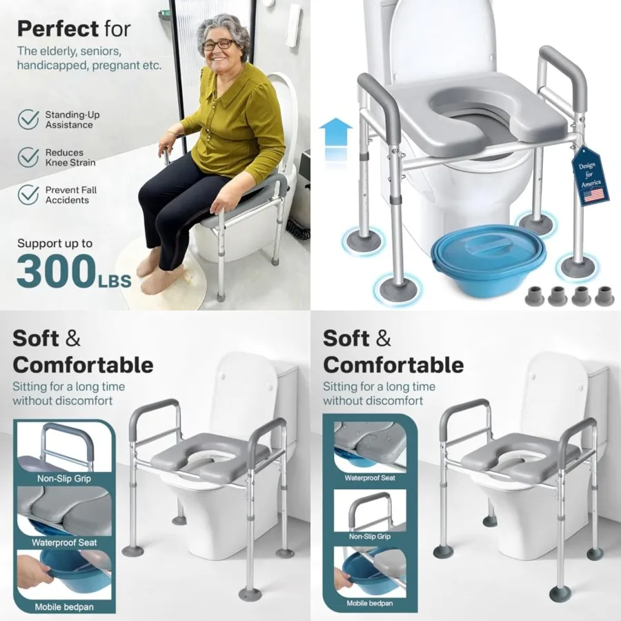 Toilet Seat Risers for Seniors Elongated, Raised Toilet Seat with Handles, Toilet Safety Frames and Rails for Elderly and Handi
Toilet Seat Risers for Seniors Elongated, Raised Toilet Seat with Handles, Toilet Safety Frames and Rails for Elderly and Handi