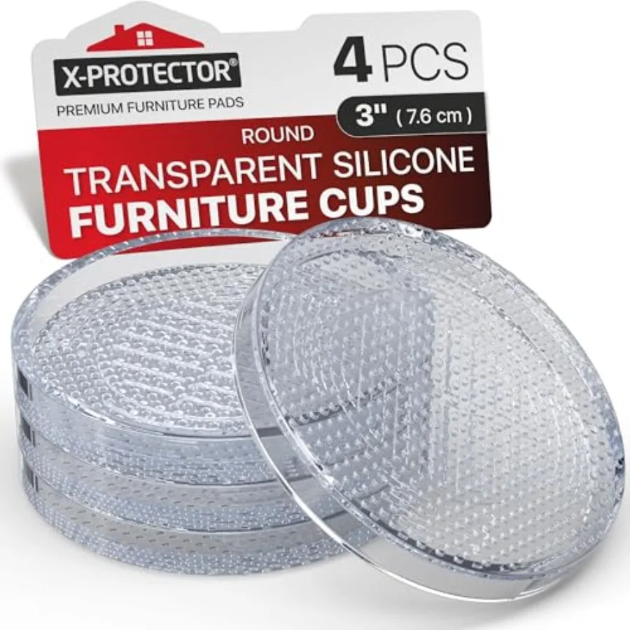 Furniture Cups - 4 PCS 3" - Non Slip Furniture Pads for Hardwood Floors - Transparent Floor Protectors - Bed Stoppers to Preven
Furniture Cups - 4 PCS 3" - Non Slip Furniture Pads for Hardwood Floors - Transparent Floor Protectors - Bed Stoppers to Preven