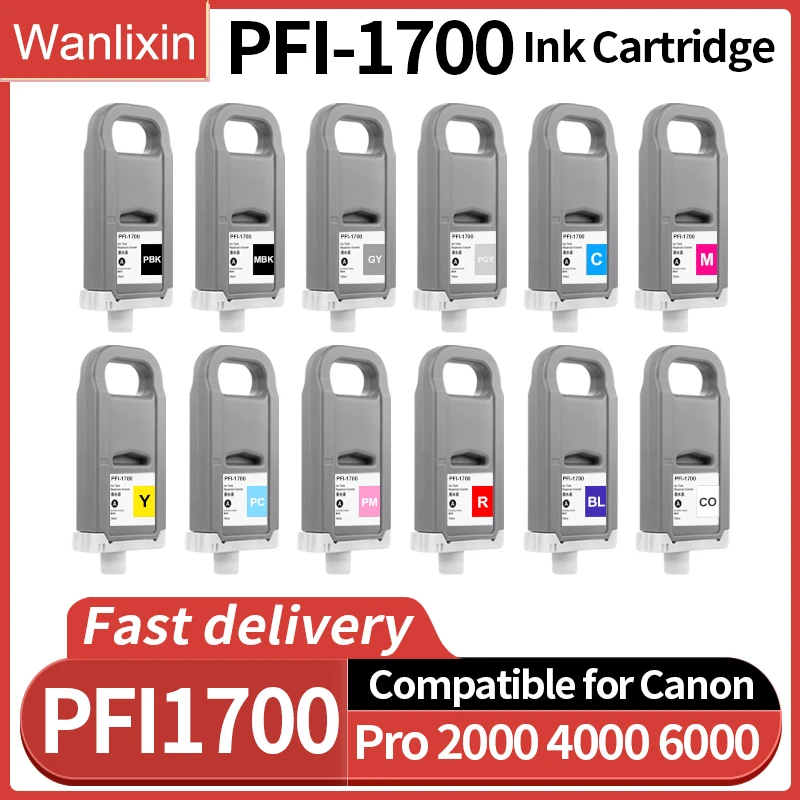 700ml PFI1700 PFI-1700 Ink Cartridge Compatible for Canon Pro 2000 4000 4000s 6000 6000s pro 2100 4100 6100 With Pigment Ink
700ml PFI1700 PFI-1700 Ink Cartridge Compatible for Canon Pro 2000 4000 4000s 6000 6000s pro 2100 4100 6100 With Pigment Ink