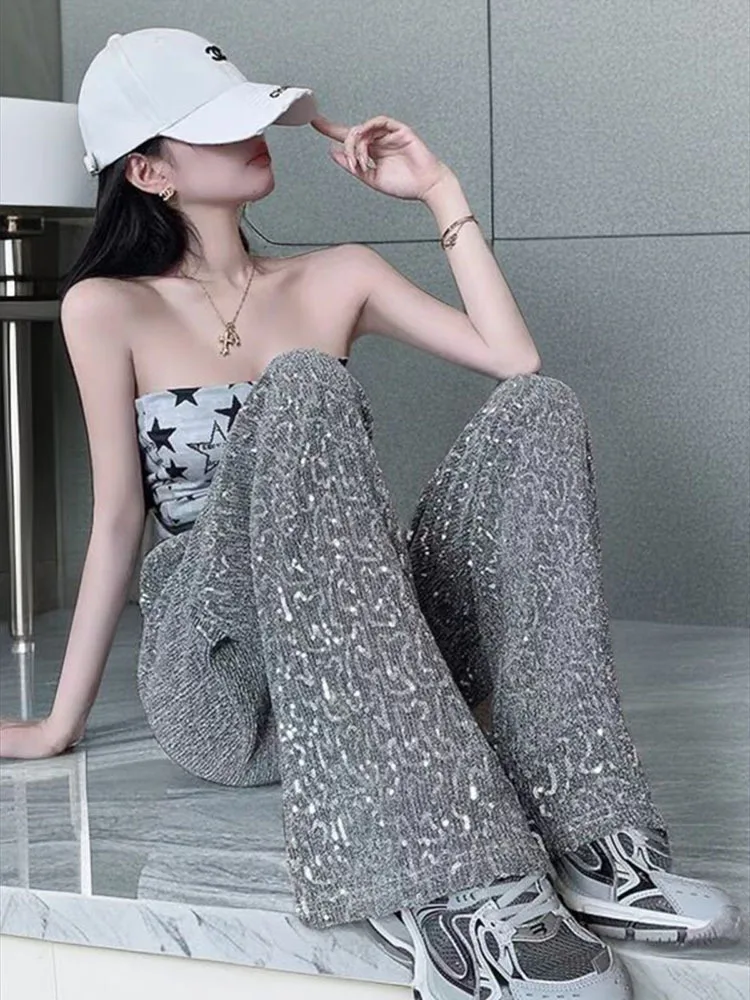 Elastic Waist Women Wide Leg pants Sequins High Waist Pants for Women Slim Fit Shining Trousers Elastic Streetwear
Elastic Waist Women Wide Leg pants Sequins High Waist Pants for Women Slim Fit Shining Trousers Elastic Streetwear