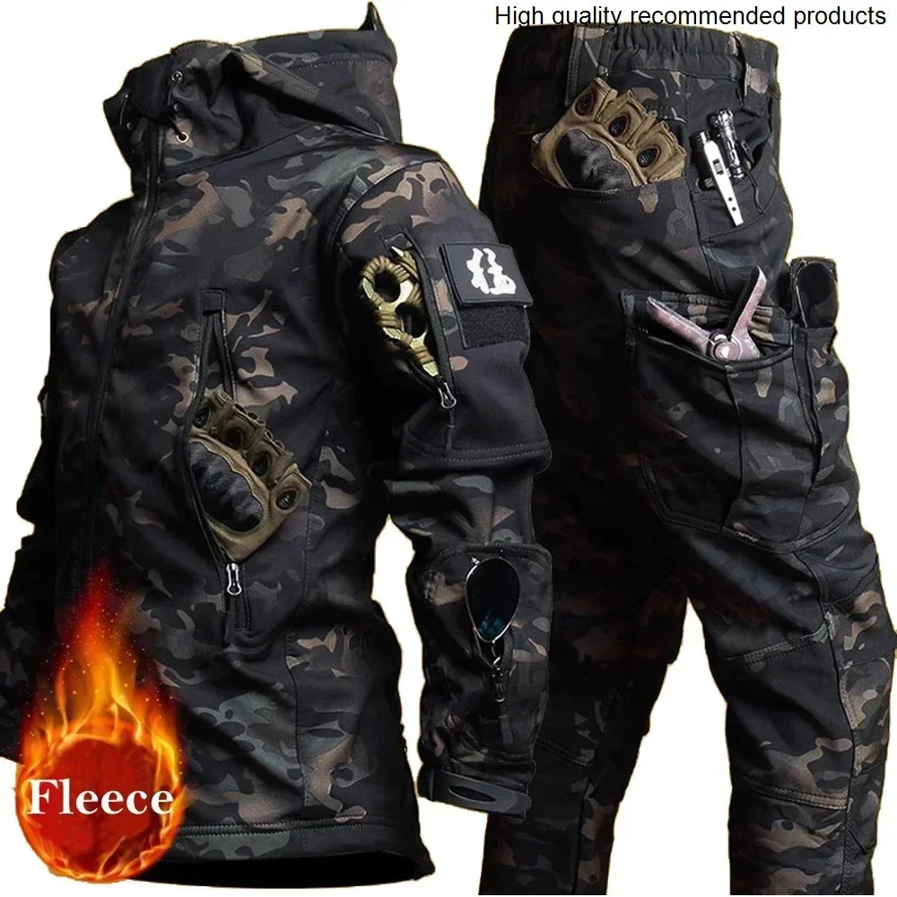 Sets Men's Winter Jacket Tactical Fleeced Sharkskin Windproof Waterproof Padding Suits Paintball Uniform Pockets Camo
Sets Men's Winter Jacket Tactical Fleeced Sharkskin Windproof Waterproof Padding Suits Paintball Uniform Pockets Camo