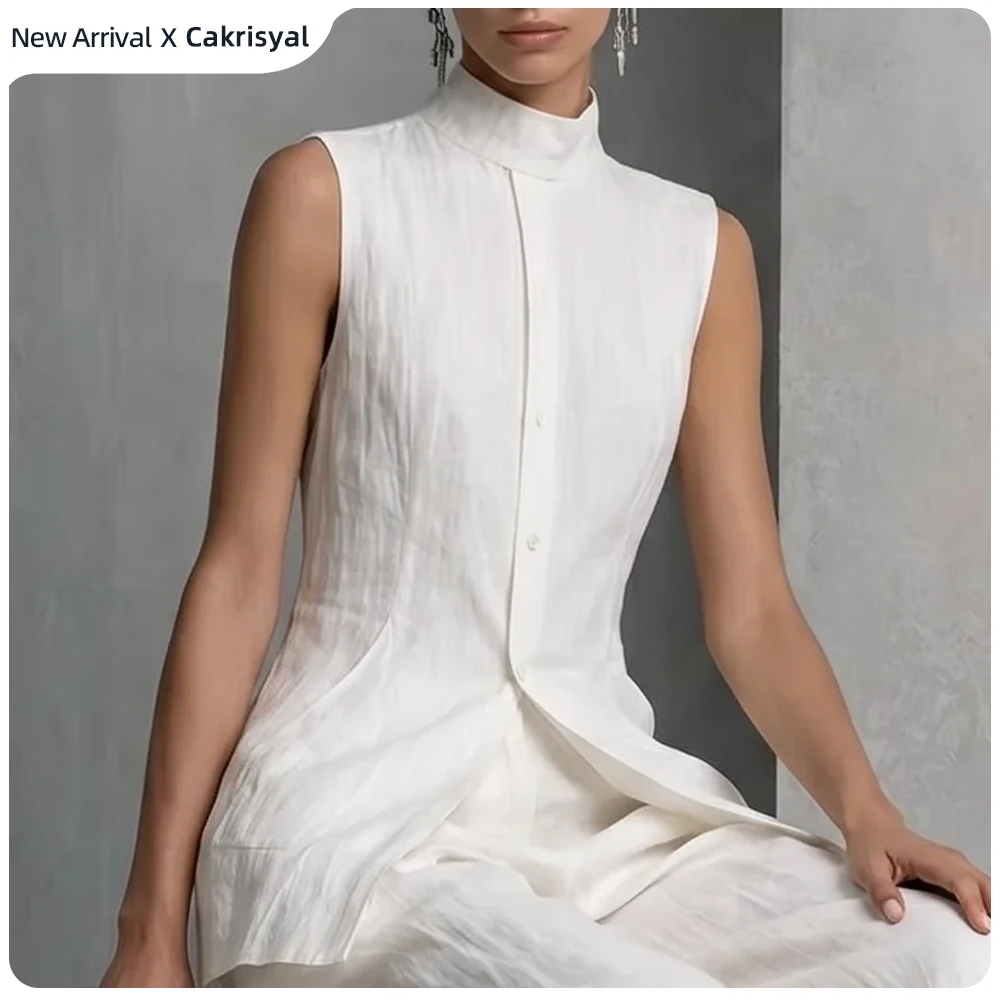 Women's Cotton Linen Elegant Blouse 2 Piece Set Stand Collar Sleeveless Top & Wide Leg Pants Suits Casual Summer Office Outfits
Women's Cotton Linen Elegant Blouse 2 Piece Set Stand Collar Sleeveless Top & Wide Leg Pants Suits Casual Summer Office Outfits