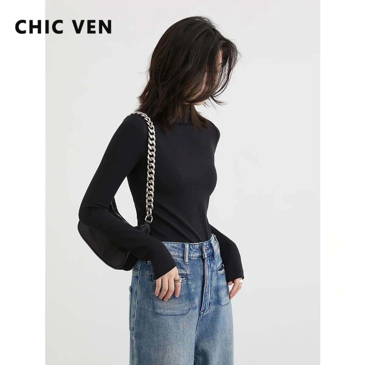Женские пуловеры CHIC VEN: Модные однотонные облегающие футболки с воротником-стойкой, базовые топы для девушек, одежда для весны и осени, новинка 2026 года
Женские пуловеры CHIC VEN: Модные однотонные облегающие футболки с воротником-стойкой, базовые топы для девушек, одежда для весны и осени, новинка 2026 года