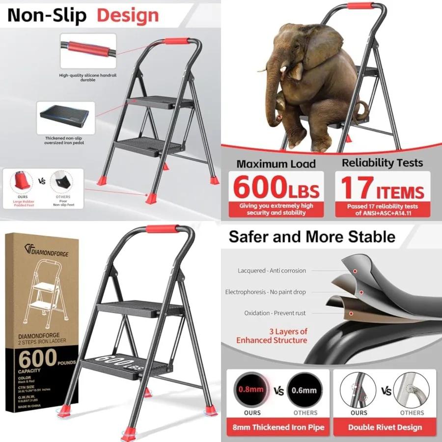 Ladder Foldable Folding Stool - for Home Adults Kitchen ping Extension Tall Heavy Duty with Handrails - Closet stool Stair Ladd
Ladder Foldable Folding Stool - for Home Adults Kitchen ping Extension Tall Heavy Duty with Handrails - Closet stool Stair Ladd