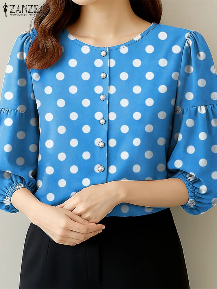 2025 Elegant Polka Dots Print Women Blouses ZANZEA Fashion Summer 3/4 Sleeve Shirt Work OL Tunic Tops Casual Buttons Up Blusas
2025 Elegant Polka Dots Print Women Blouses ZANZEA Fashion Summer 3/4 Sleeve Shirt Work OL Tunic Tops Casual Buttons Up Blusas