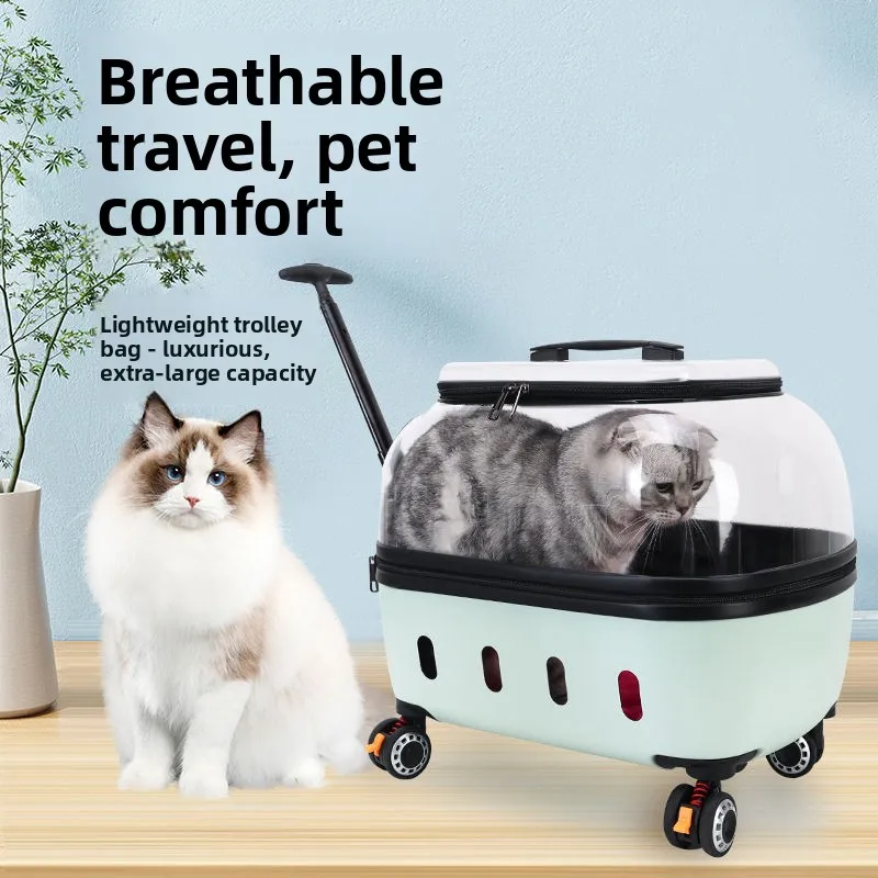 Pet Trolley Carrier Cat Dog PortableTravel Bag with Transparent Body Silent Swivel Wheels Rectangular Shape
Pet Trolley Carrier Cat Dog PortableTravel Bag with Transparent Body Silent Swivel Wheels Rectangular Shape